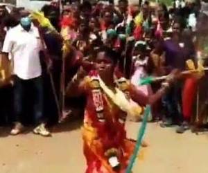 Indian bride performs martial arts stunts  