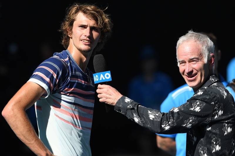 Alexander Zverev talks to media