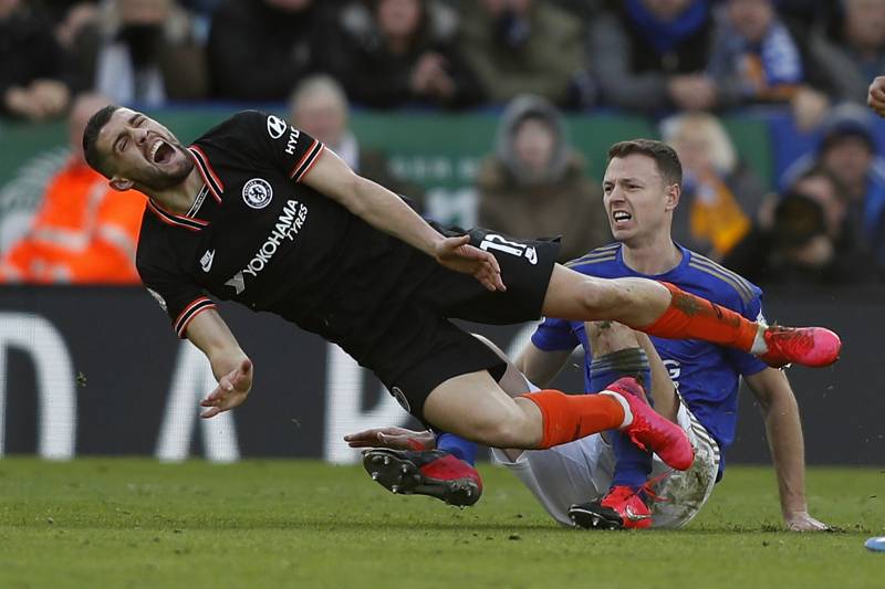 Players during a Chelsea versus Leicester match