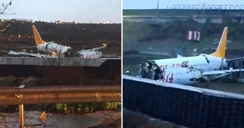 Plane skids off runway in Istanbul, breaks into two