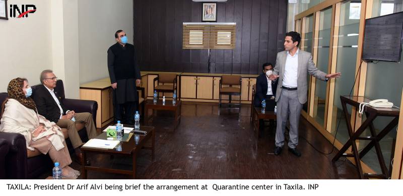 President Alvi visits quarantine center in Taxila