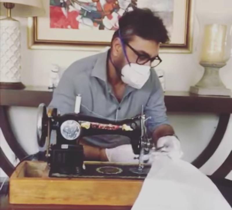 Adnan Siddiqui stitches protective suit for doctors 