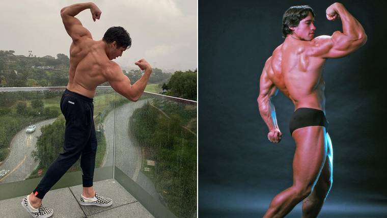 Arnold Schwarzenegger's son recreates dad's famous pose