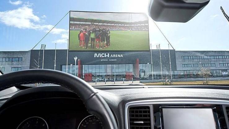 Danish football club offers drive-in viewing for match