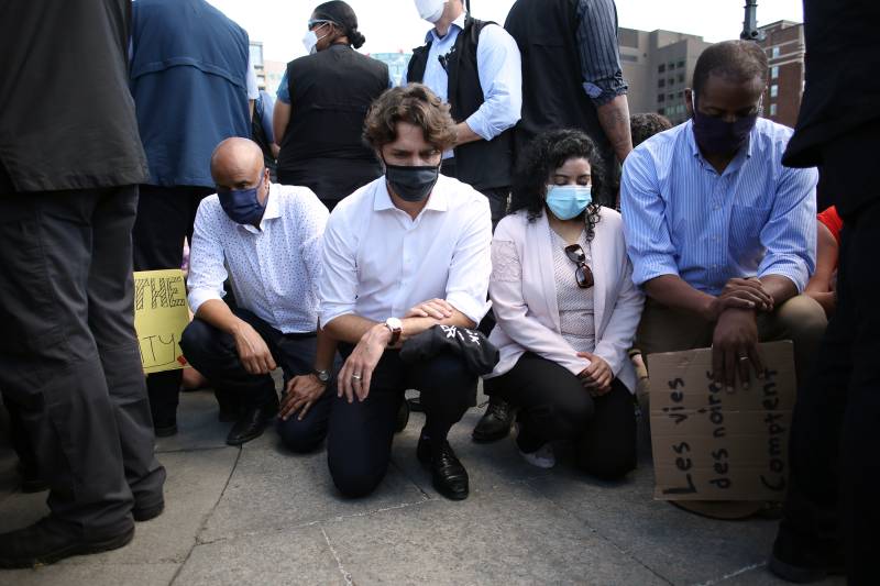 Trudeau takes a knee with Canada protestors for racial justice