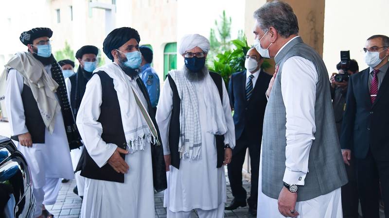 Visiting Taliban delegation discusses Afghan peace process with Qureshi