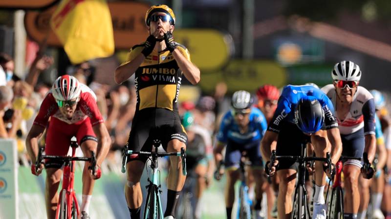 Van Aert wins wind-blown stage seven of Tour de France