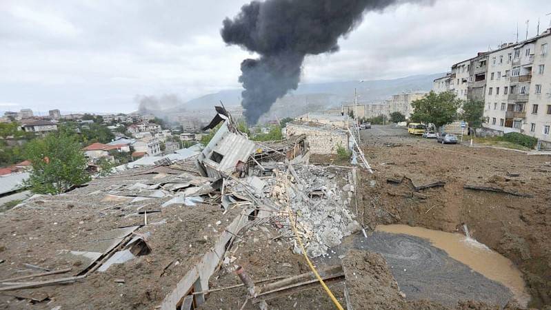 Karabakh capital struck by rockets, drones