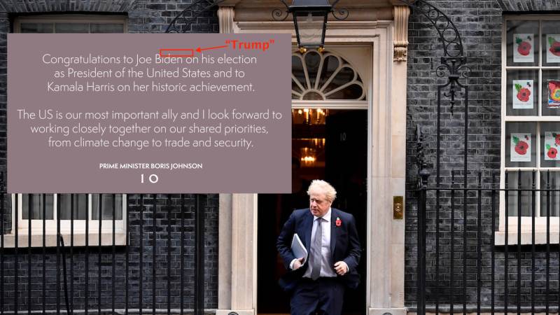 UK congratulatory note for Biden contained hidden Trump message