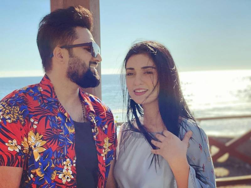 Sarah Khan enjoys her time off with husband Falak on beach