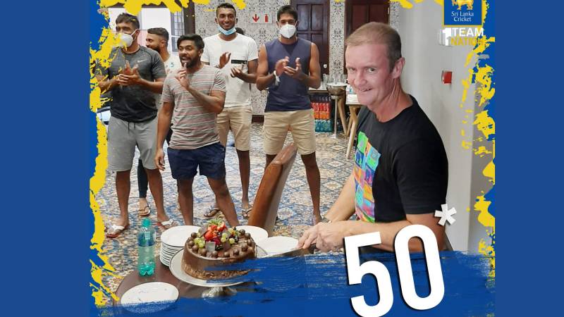 Lankan team celebrates Grant Flower’s 51st birthday