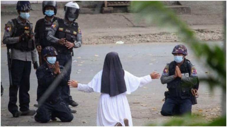 Shoot me instead: Myanmar nun pleads with junta forces