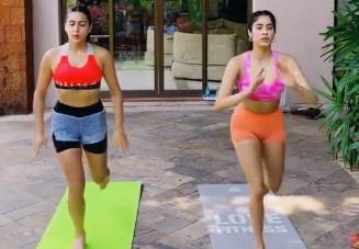 Sara Ali Khan reveals secret of getting golden glow in workout video with Janhvi Kapoor