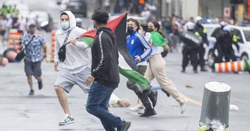 Pro-Israel, pro-Palestinian protesters clash in Montreal