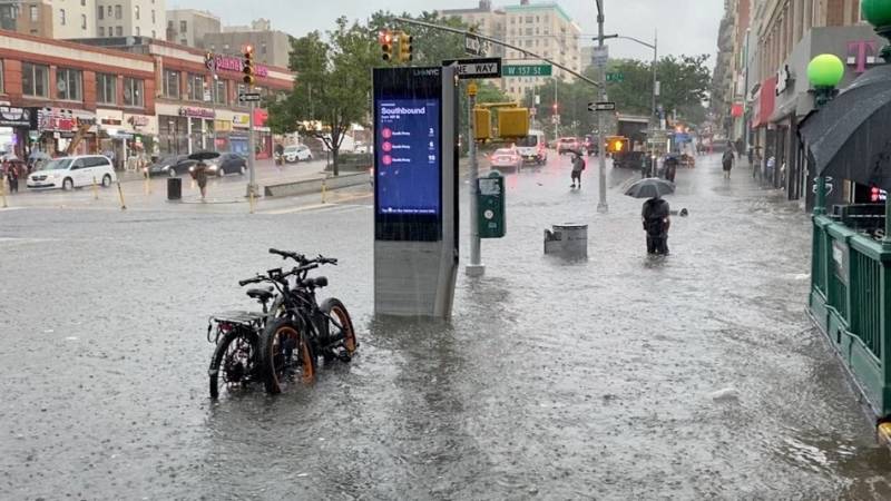 Flooding in New York as Storm Elsa expected to hit