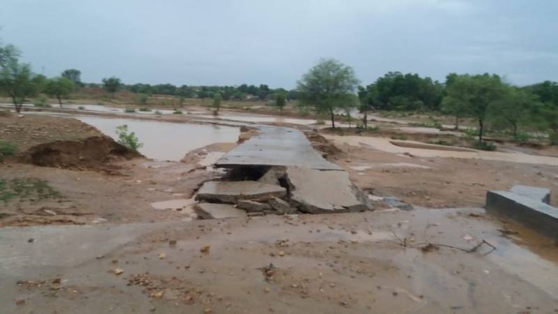 Rainwater sweeps away newly-built bridge in Jhelum