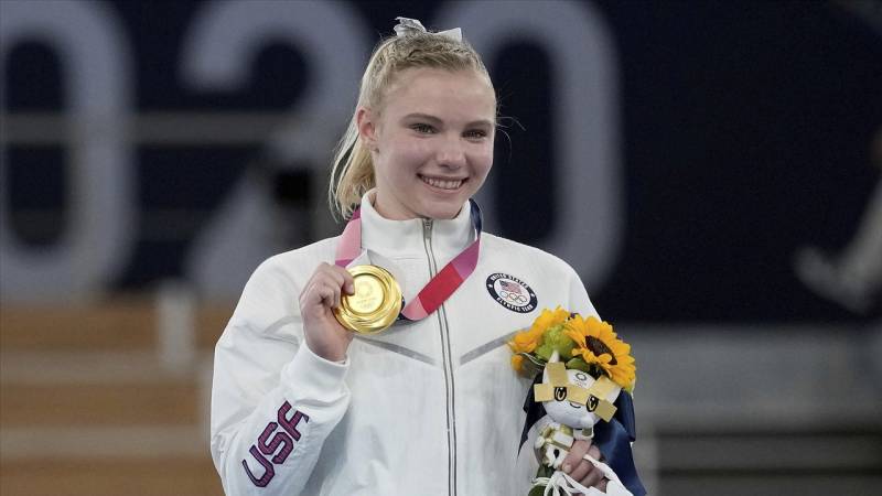 American Carey wins women's gymnastics floor gold at Olympics