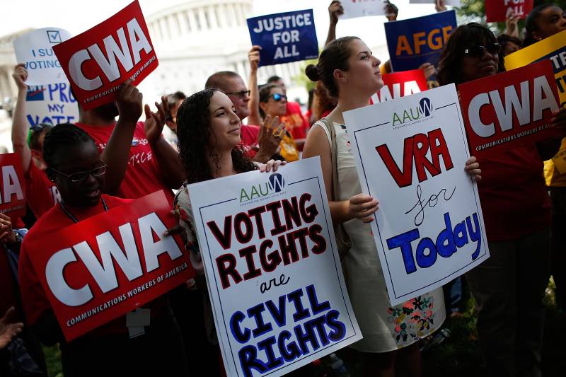 Thousands protest curbs on minority voting rights in US