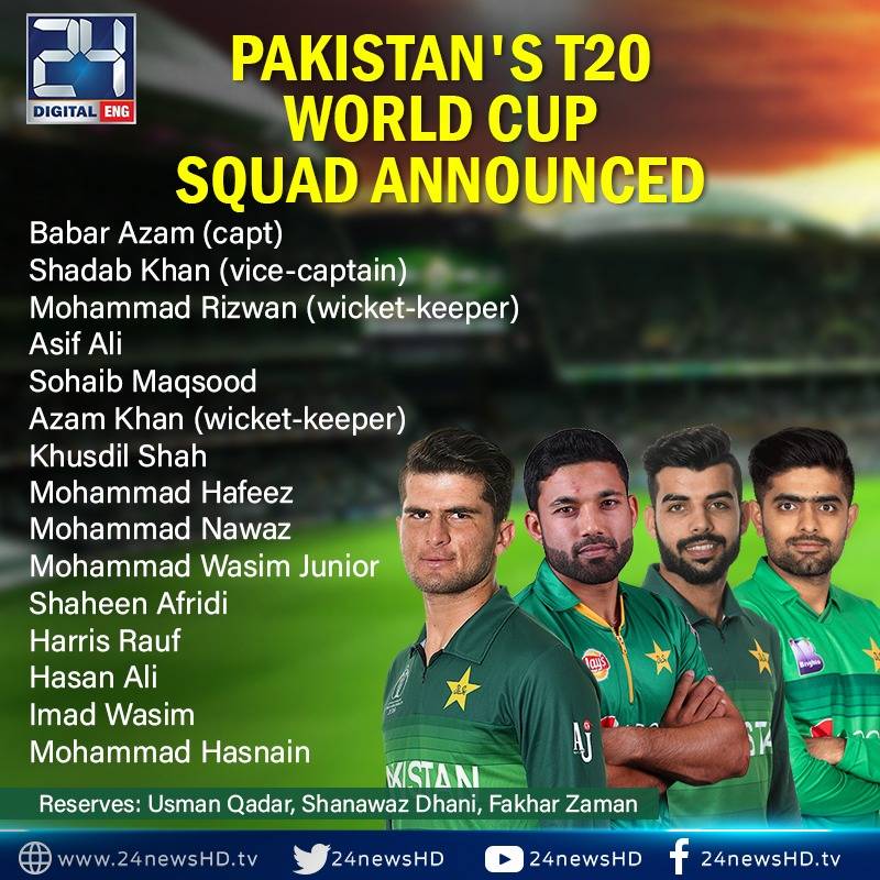 Pakistan announce World Cup T20 squad with vulnerable batting line-up