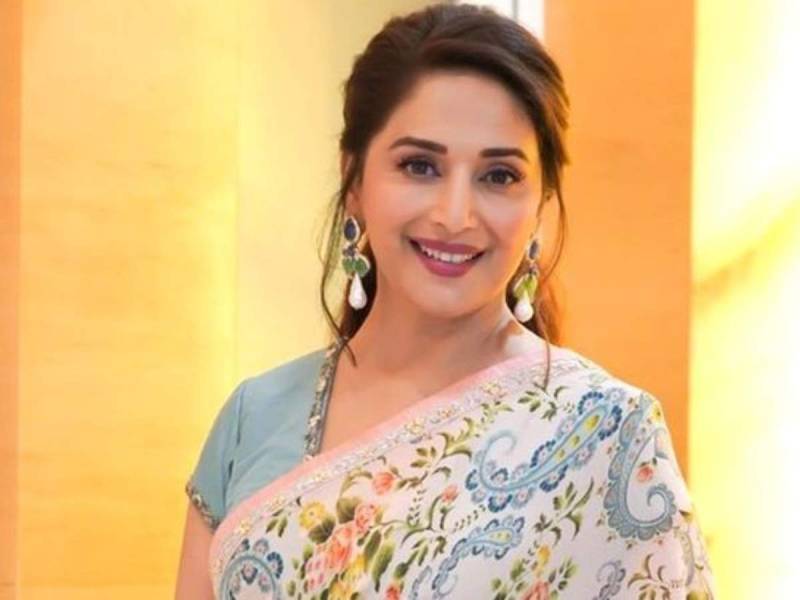 Madhuri shares picture in traditional black saree  