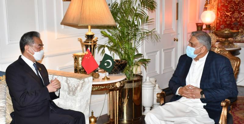 State Counselor and Foreign Minister of the People's Republic of China Wang Yi in a meeting Chief of Army Staff General Qamar Javed Bajwa at GHQ. ISPR 