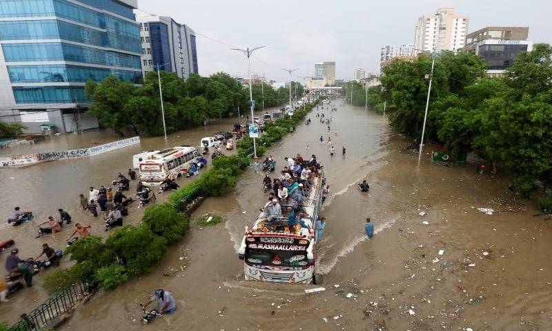 File photo of Karachi roads being submerged during recent rains.