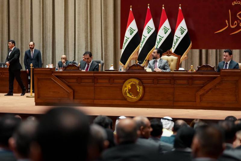 Iraq's Parliament Speaker Mohamed al-Halbusi heading a session during which as new president is due to be elected, in the capital Baghdad. AFP