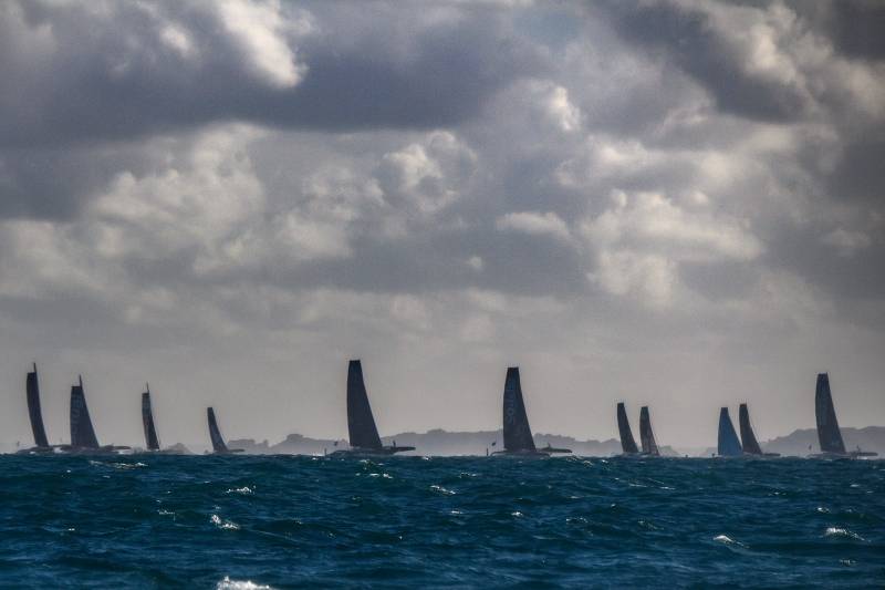 Skippers take the start of the Route du Rhum solo sailing race, off Saint-Malo. AFP