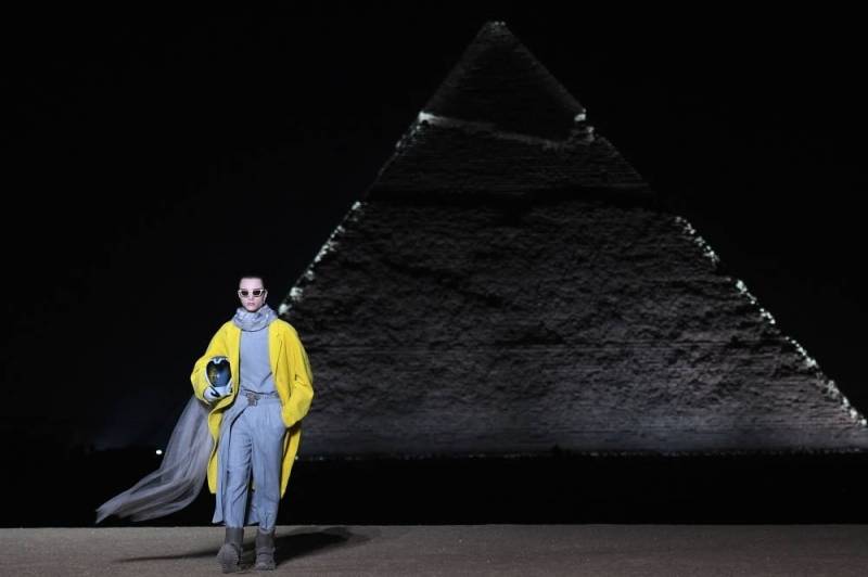 French fashion house showcases fall men's collection in shadow of Egypt's pyramids