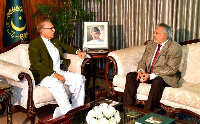 Minister for Finance and Revenue Senator Mohammad Ishaq Dar briefed President Dr Arif Alvi on the overall economic situation of the country