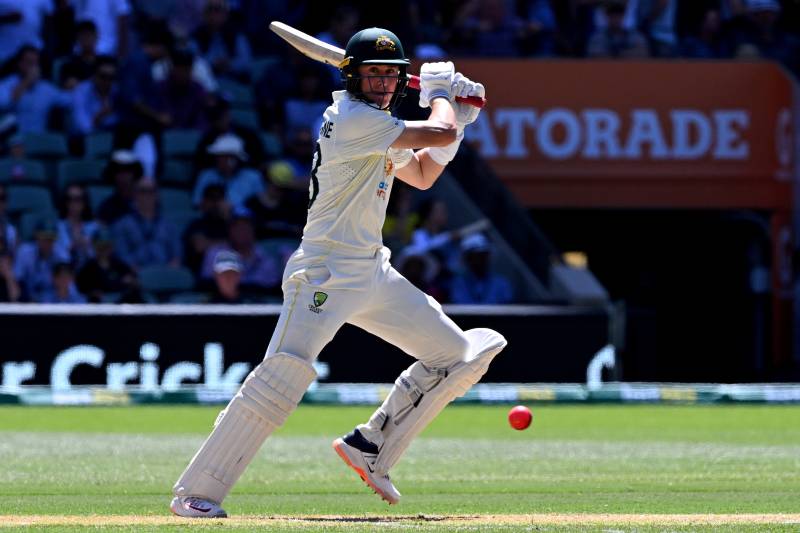 Australian batsman Marnus Labuschagne cuts a ball away on the second day of the second Test between Australia and the West Indies. AFP