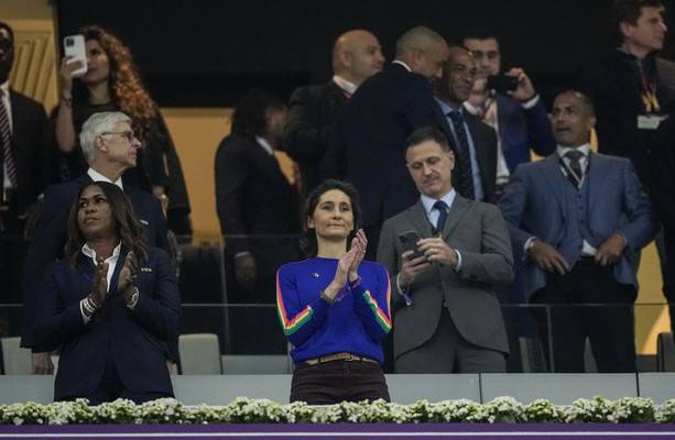 French sports minister wore rainbow-sleeved pullover in Qatar