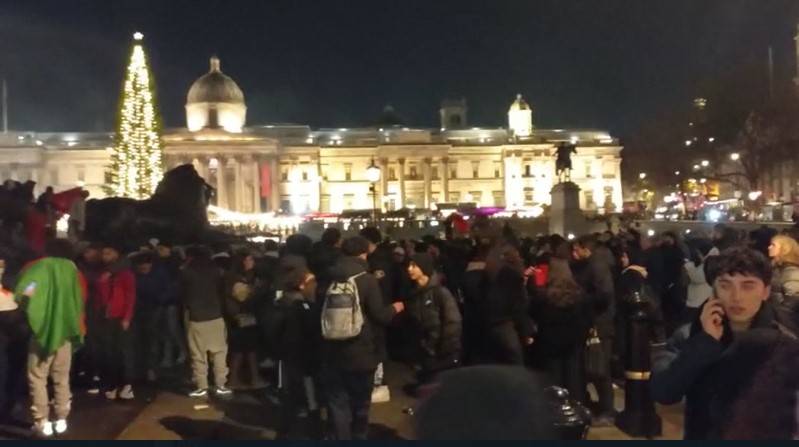 Moroccan fans celebrate win against Portugal in Central London