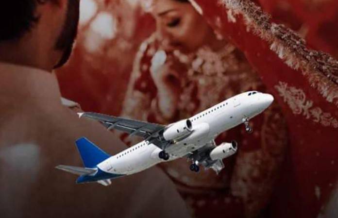 Plane makes emergency landing as husband misses newlywed wife