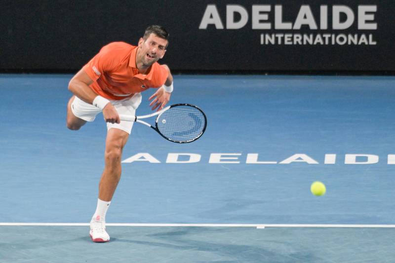 Serbian tennis player Novak Djokovic serves during his semi-final match against Russian Daniil Medvedev at the ATP Adelaide International tournament. AFP