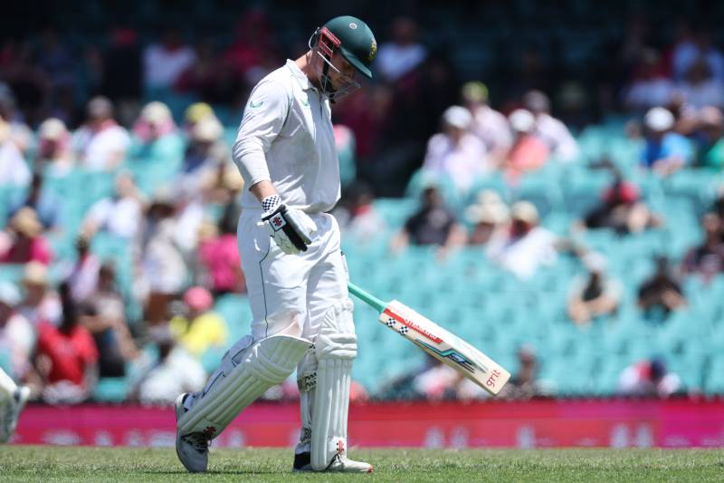 South Africa’s Simon Harmer reacts as he walks off the ground after being bowled by Australia’s Josh Hazlewood during the third cricket Test match between Australia and South Africa at the Sydney Cricket Ground (SCG) in Sydney on Sunday. AFP