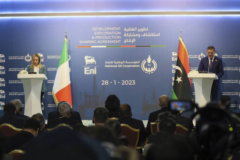 Italy's Prime Minister Giorgia Meloni and Libya's Tripoli-based Prime Minister Abdulhamid Dbeibah hold a joint press conference in the Libyan capital. AFP