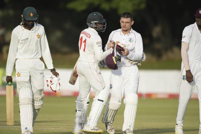 ZimbabweCRICKETZIMWISScoreboard after first day of second Test between Zimbabwe and the West Indies at the Queens Sports Club in Bulawayo