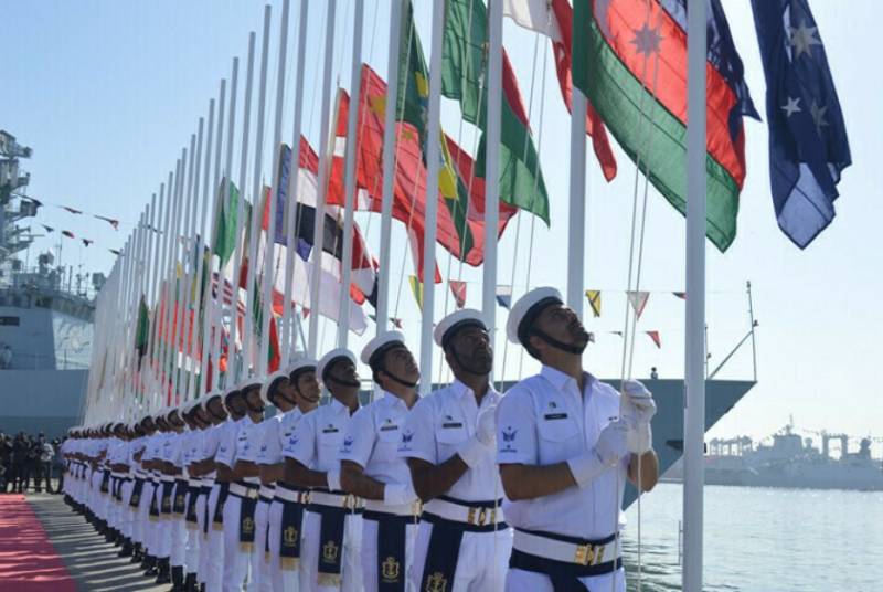 Third day of the 8th Multinational Naval Exercise Aman-23, domestic and foreign naval warships practiced in the open sea, 