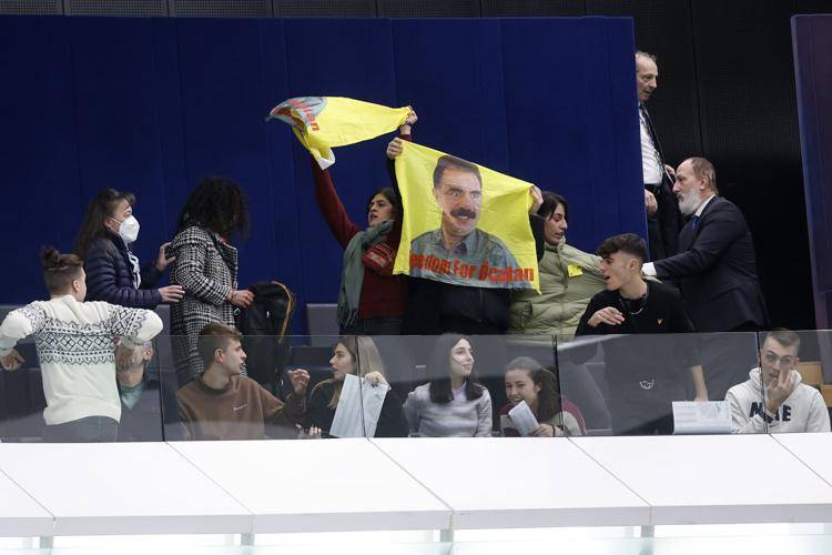 Kurdish protest disrupts European Parliament