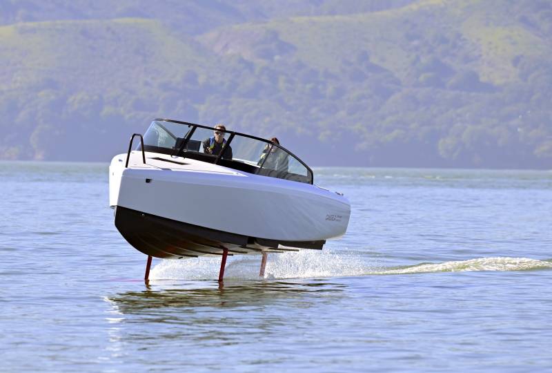 Electric boat goes airborne for cleaner ocean voyage