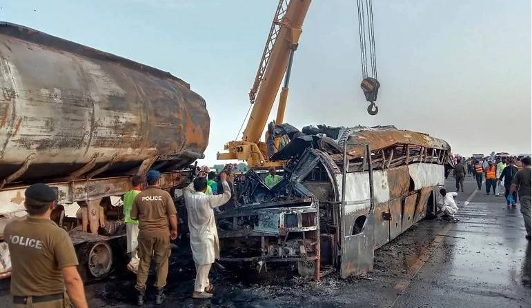 Two die as oil tanker fell in ditch on Karakoram Highway