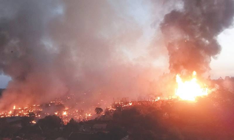 Fire at Rohingya camp in Bangladesh leaves thousands without shelter