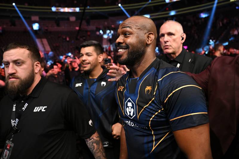 US mixed martial arts fighter Jon Jones celebrates after defeating French mixed martial arts fighter Ciryl Gane during their UFC 285 heavyweight title bout at T-Mobile Arena, in Las Vegas, Nevada, on March 4, 2023. AFP