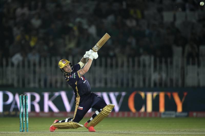 Quetta Gladiators' Jason Roy plays a shot during the Pakistan Super League (PSL) T20 match between Quetta Gladiators and Peshawar Zalmi at the Pindi Cricket Stadium. AFP