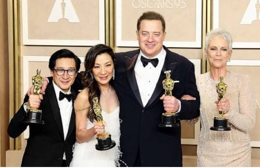 Oscars ratings tick up again as 'Everything Everywhere' triumphs