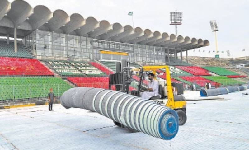 Sports aide reviews laying new turf at National Hockey Stadium 