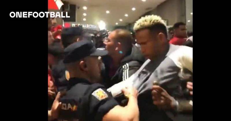 Police scuffle with Peru national football team in Madrid