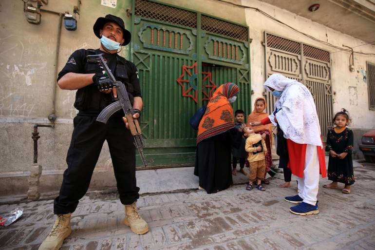 Cops receive empty cartridges for polio duty