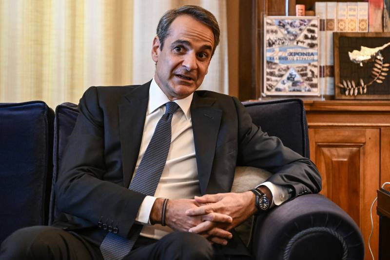 Greek Prime Minister Kyriakos Mitsotakis looks on in the office of the Greek President to announce the dissolution of the parliament in Athens on April, 2023. Greece's Prime Minister called for the dissolution of parliament on April 22, 2023, kicking off the countdown to general elections set for May 21. AFP